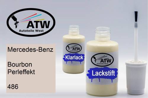 Mercedes-Benz, Bourbon Perleffekt, 486: 20ml Lackstift + 20ml Klarlack - Set, von ATW Autoteile West.